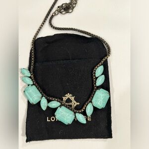 EUC Loren Hope Sea foam glass crystal Blythe necklace